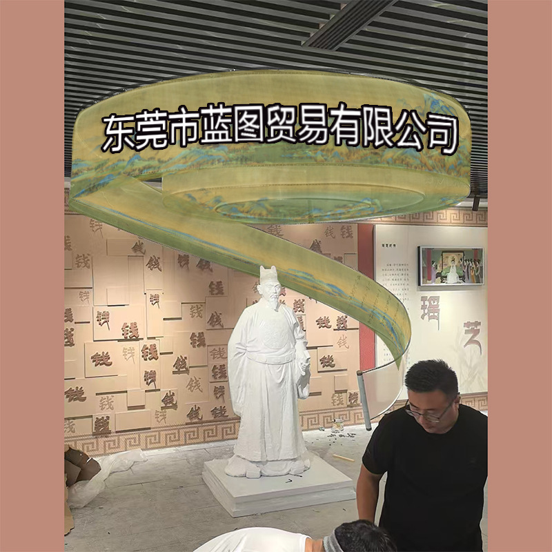 Matte hollow text LOGO semi opaque double-sided banquet hall exhibition ceiling decoration technology pendant light ribbon