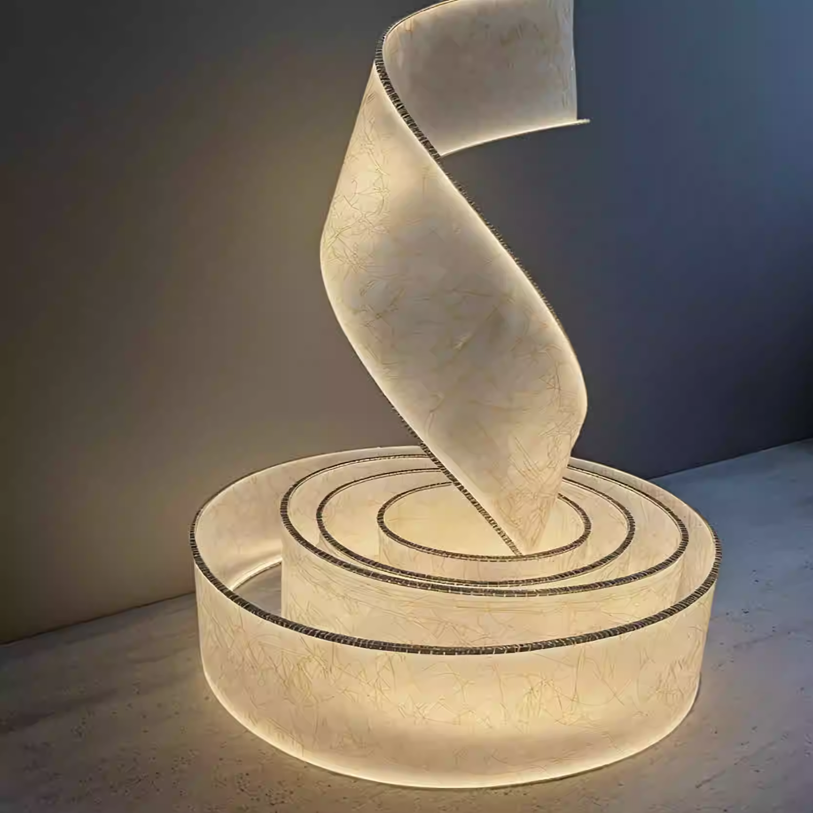 New Chinese style semi transparent waterproof technology, luminous random pattern art, landscape ceiling design, hotel exhibition hall, outdoor ribbon