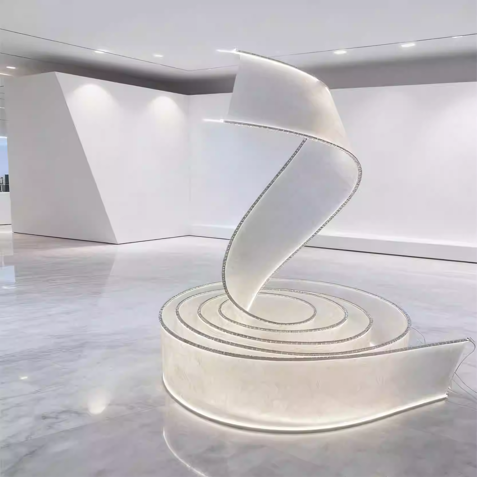 New Chinese style semi transparent waterproof technology, luminous random pattern art, landscape ceiling design, hotel exhibition hall, outdoor ribbon