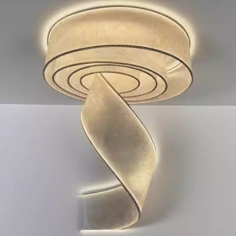 New Chinese style semi transparent waterproof technology, luminous random pattern art, landscape ceiling design, hotel exhibition hall, outdoor ribbon