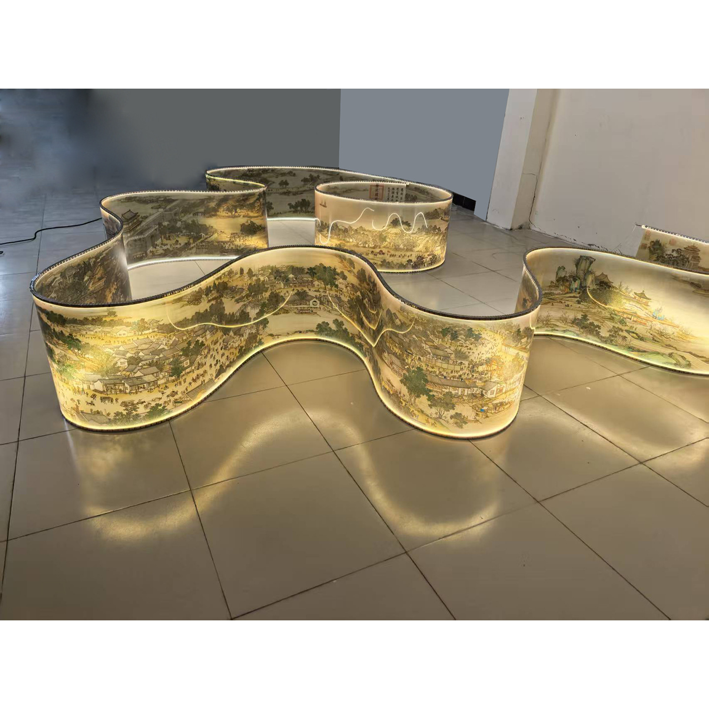 Customized new product tempered and scratch resistant PET silk gauze, Song style aesthetic banquet exhibition hall museum pendant light ribbon