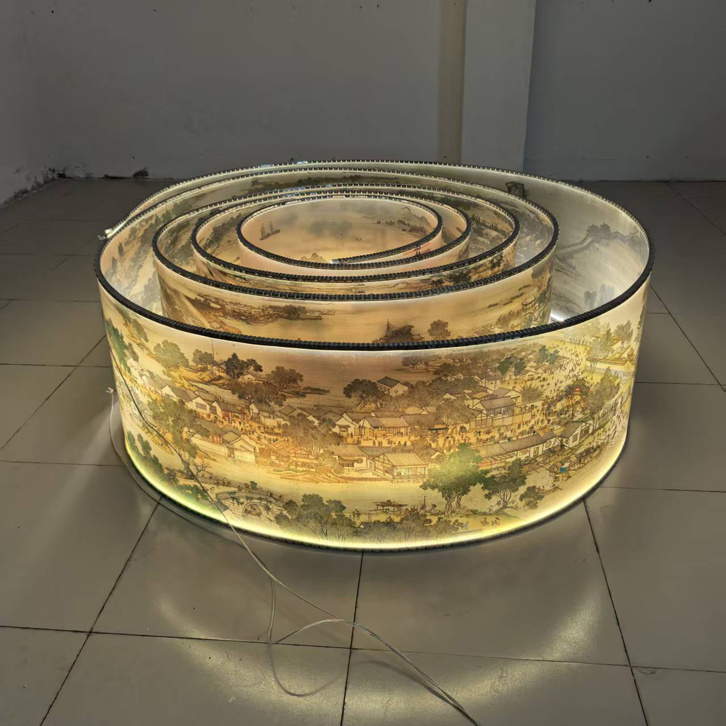 Customized new product tempered and scratch resistant PET silk gauze, Song style aesthetic banquet exhibition hall museum pendant light ribbon