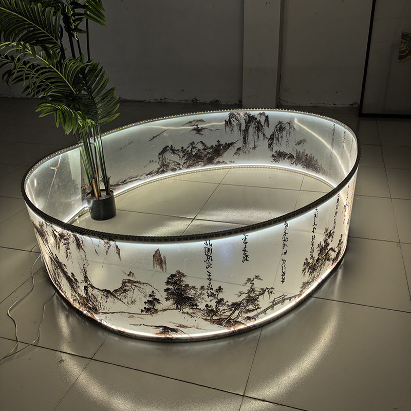 Customized semi transparent thin film hotel banquet hall exhibition ceiling decoration wedding ultra long and high luminous pendant light ribbon