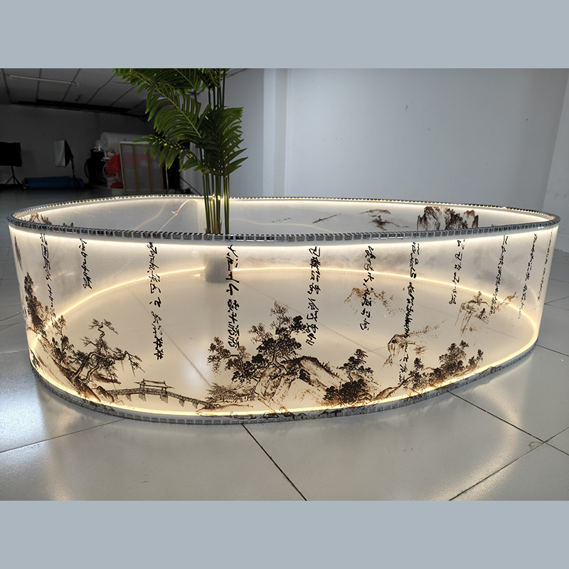 Customized semi transparent thin film hotel banquet hall exhibition ceiling decoration wedding ultra long and high luminous pendant light ribbon