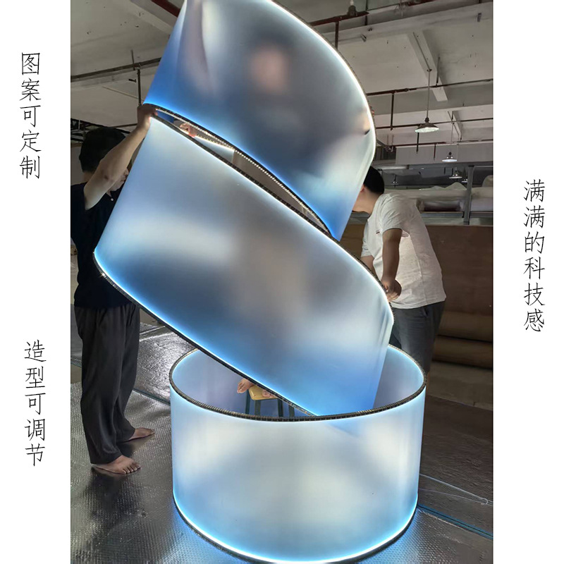 Translucent frosted solid color gradient outdoor waterproof exhibition banquet hall design Song style aesthetic technology pendant light ribbon