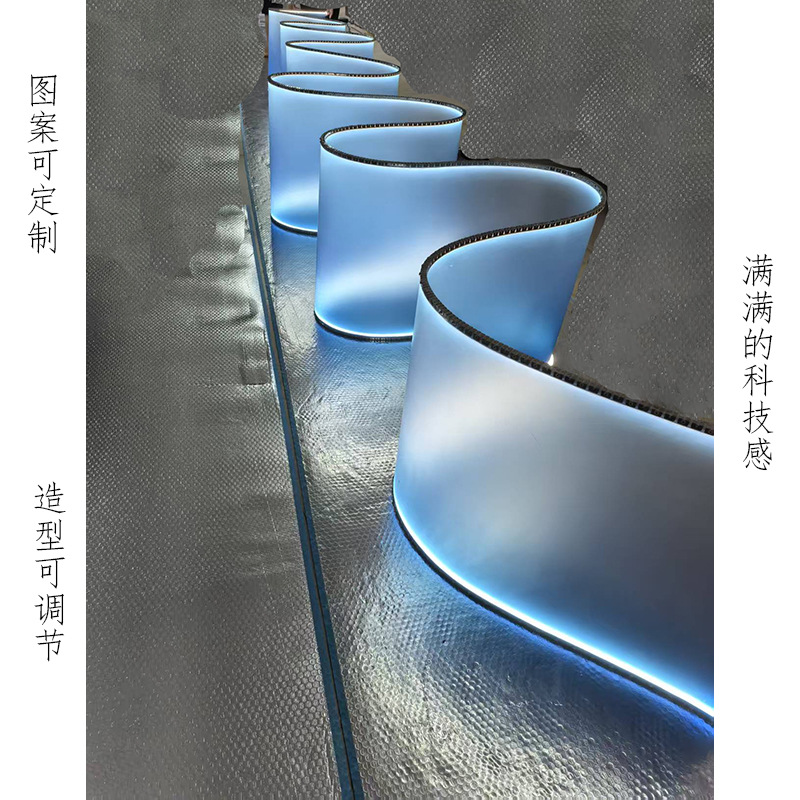 Translucent frosted solid color gradient outdoor waterproof exhibition banquet hall design Song style aesthetic technology pendant light ribbon