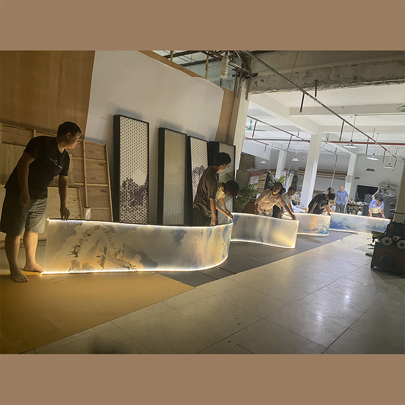 Translucent soft gauze pleated hard PVC sheet flexible and bendable ceiling decoration rotating shape DIY pendant light ribbon