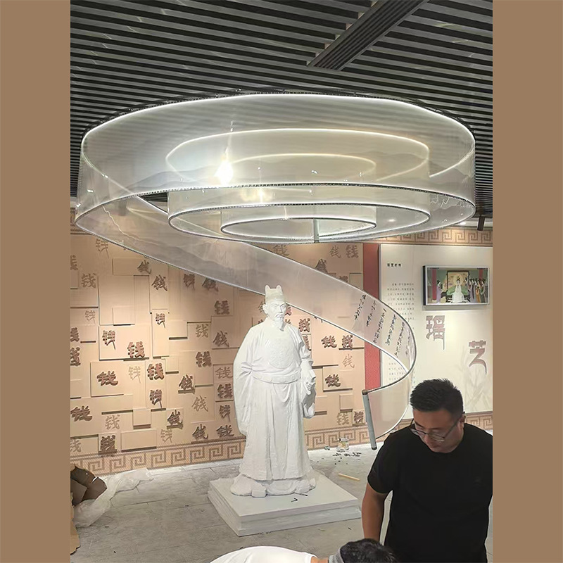 Translucent soft gauze pleated hard PVC sheet flexible and bendable ceiling decoration rotating shape DIY pendant light ribbon