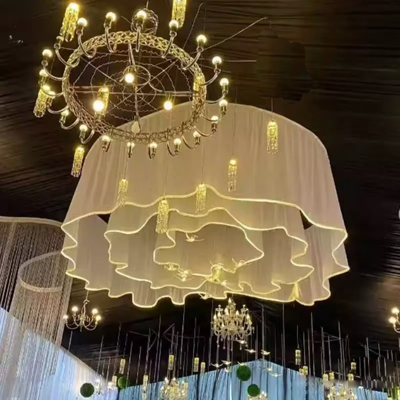 Translucent soft gauze pleated hard PVC sheet flexible and bendable ceiling decoration rotating shape DIY pendant light ribbon