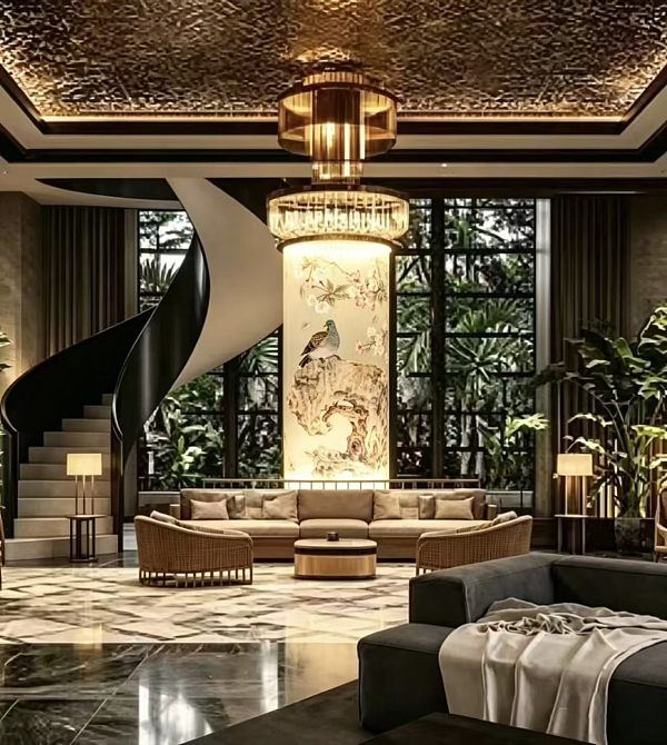 Customized Chinese style Song style landscape cylindrical lamp