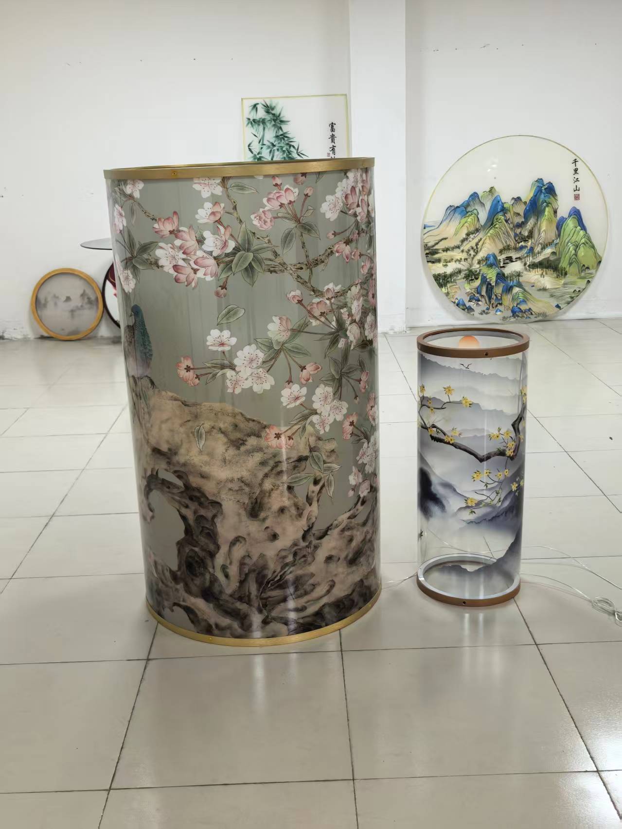 National style Song style waterproof and fireproof customized landscape cylindrical lamp