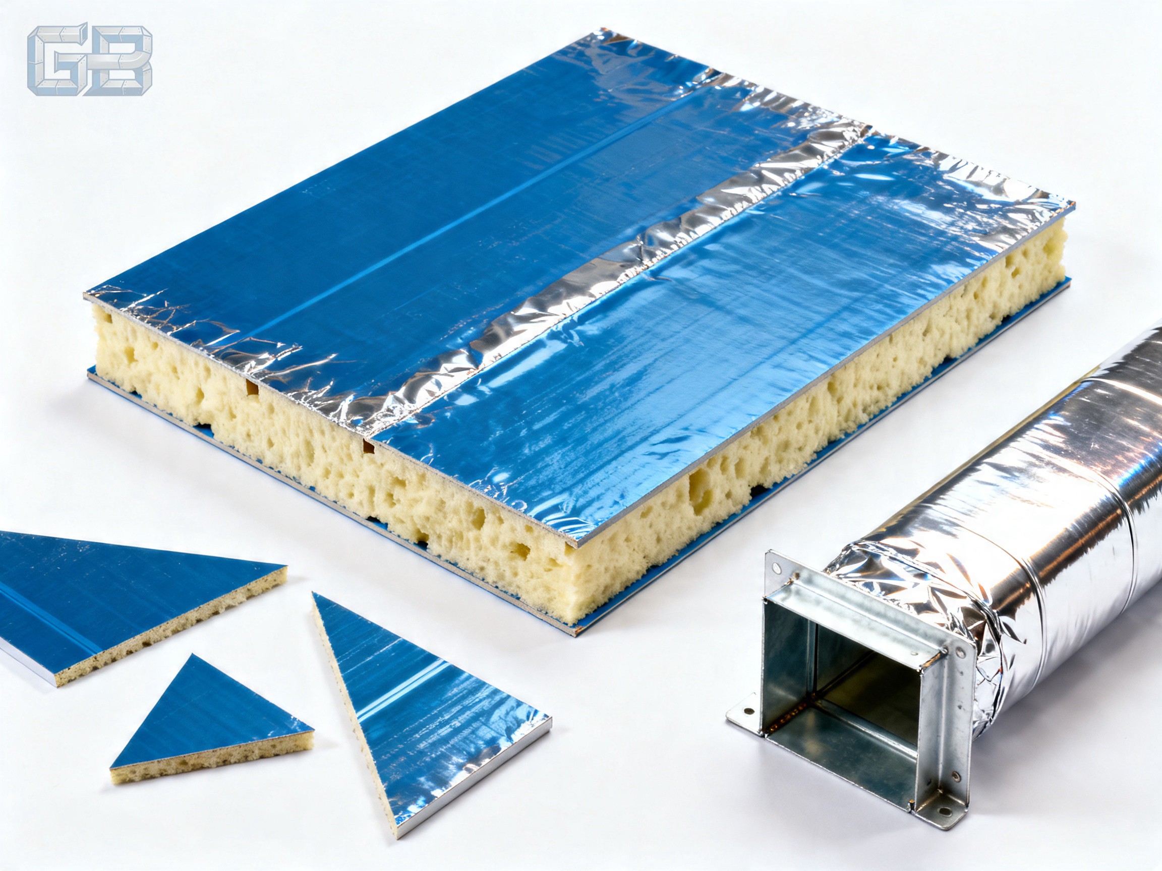 Application Of Blue Pre-Insulated Polyurethane (PU) Duct Board Featuring Aluminum Foil Rigid Foam