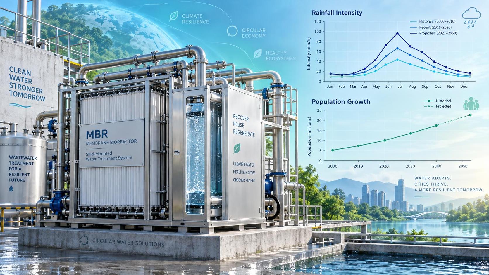 Planificación de la capacidad de plantas de tratamiento de aguas residuales para infraestructuras resilientes al clima: consideración de la variabilidad de las precipitaciones y el crecimiento demográfico