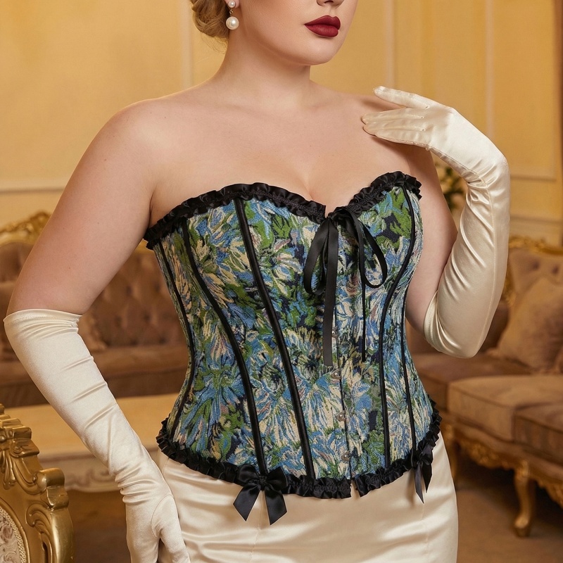 Plus Size Van Gogh Style Floral Tapestry Corset