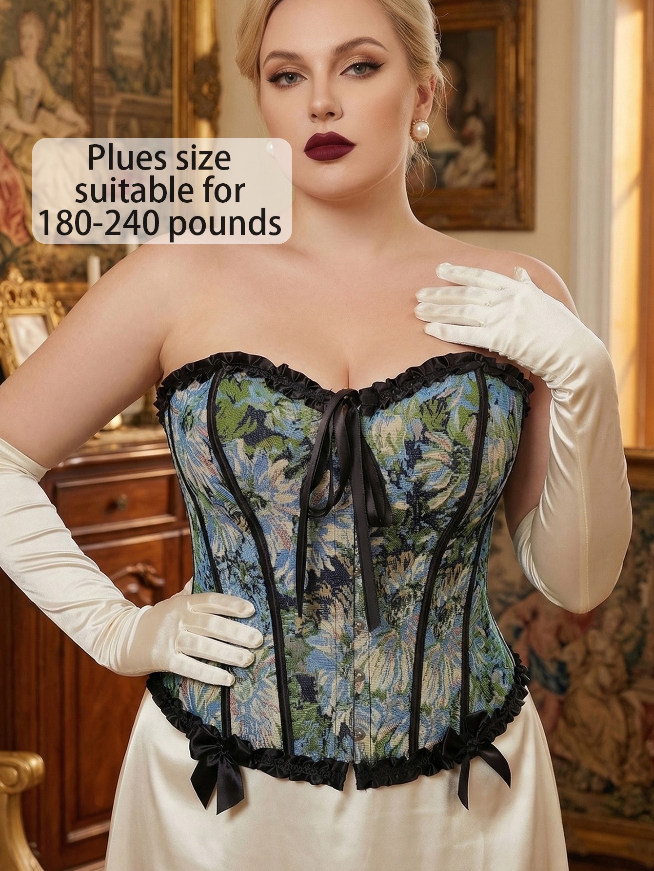 Plus Size Van Gogh Style Floral Tapestry Corset