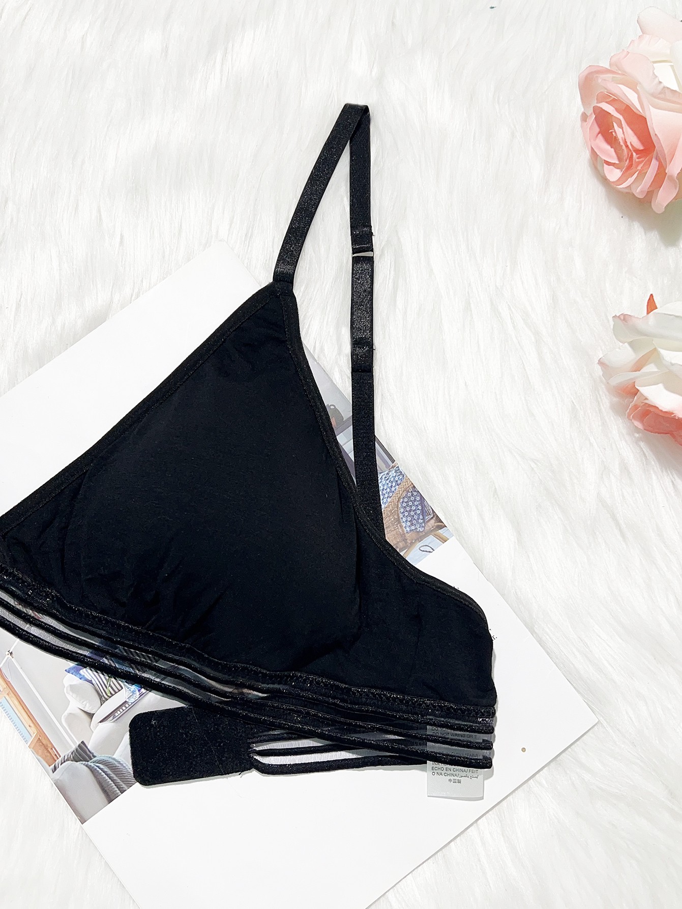 Plus Size Black Wireless Triangle Bra & Panty Set