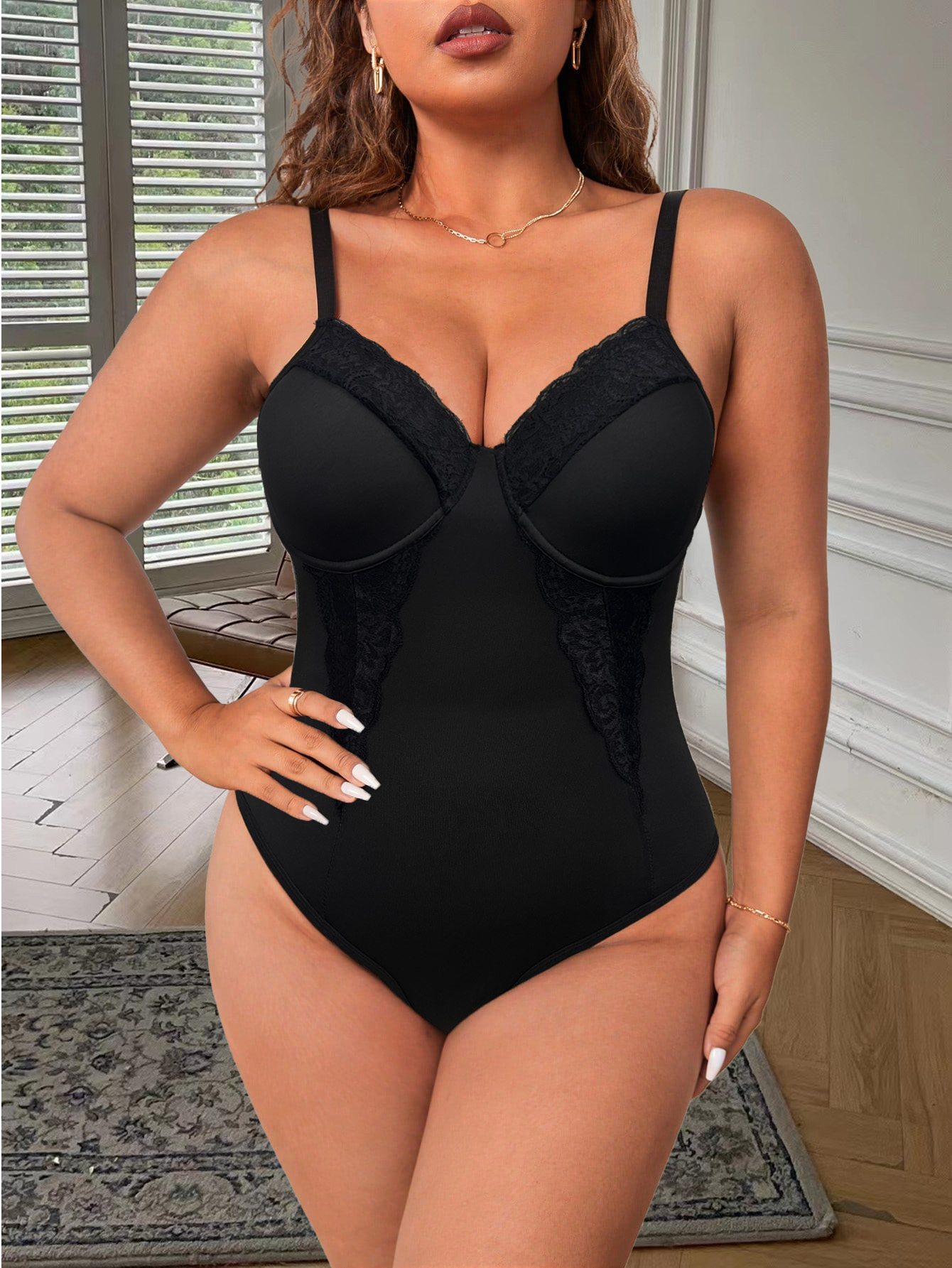 Lace Trim Shaping Bodysuit