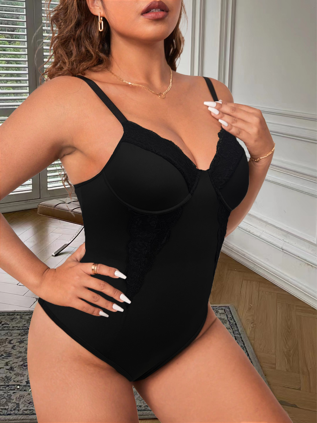 Lace Trim Shaping Bodysuit