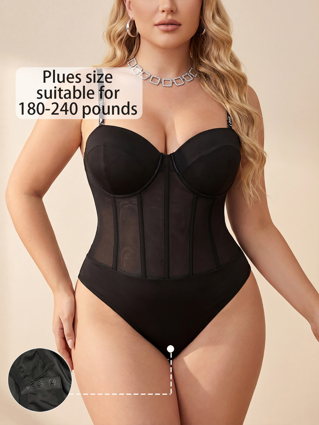 Plus Size Underwire Mesh Corset Bodysuit