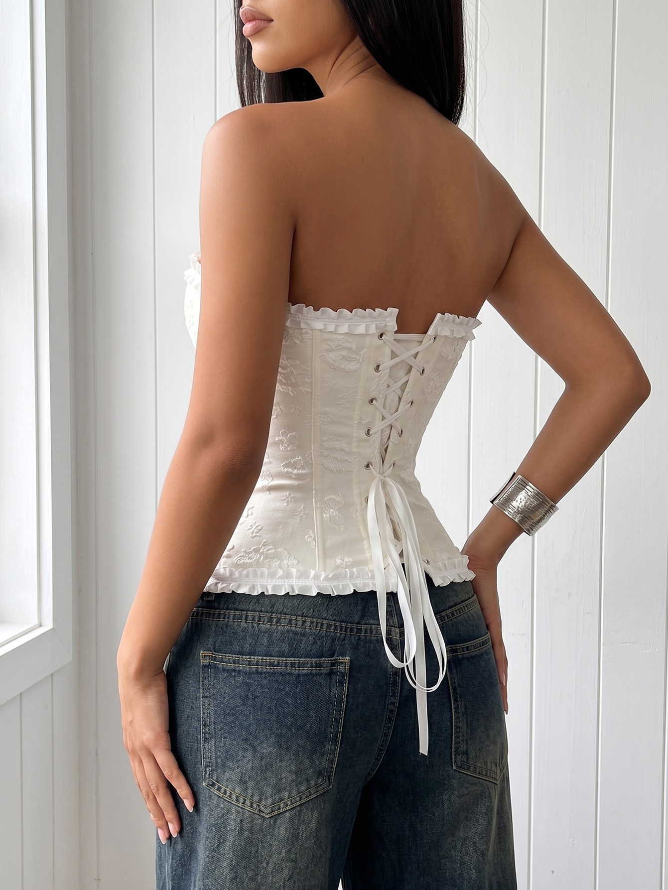 Vintage Front Zipper & Back Lace-Up Bustier