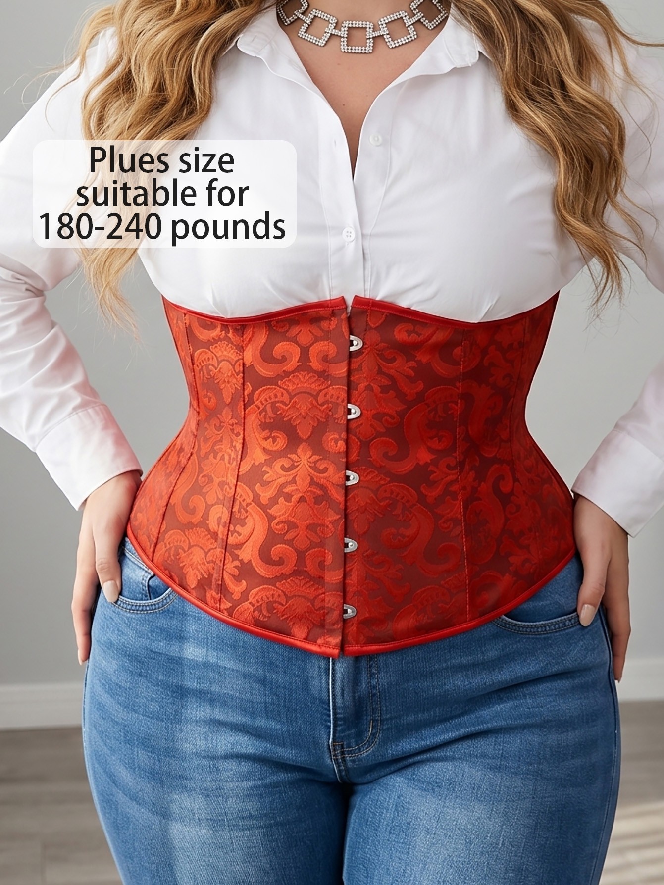 Plus Size Versatile Satin Jacquard Tummy Control Corset Belt