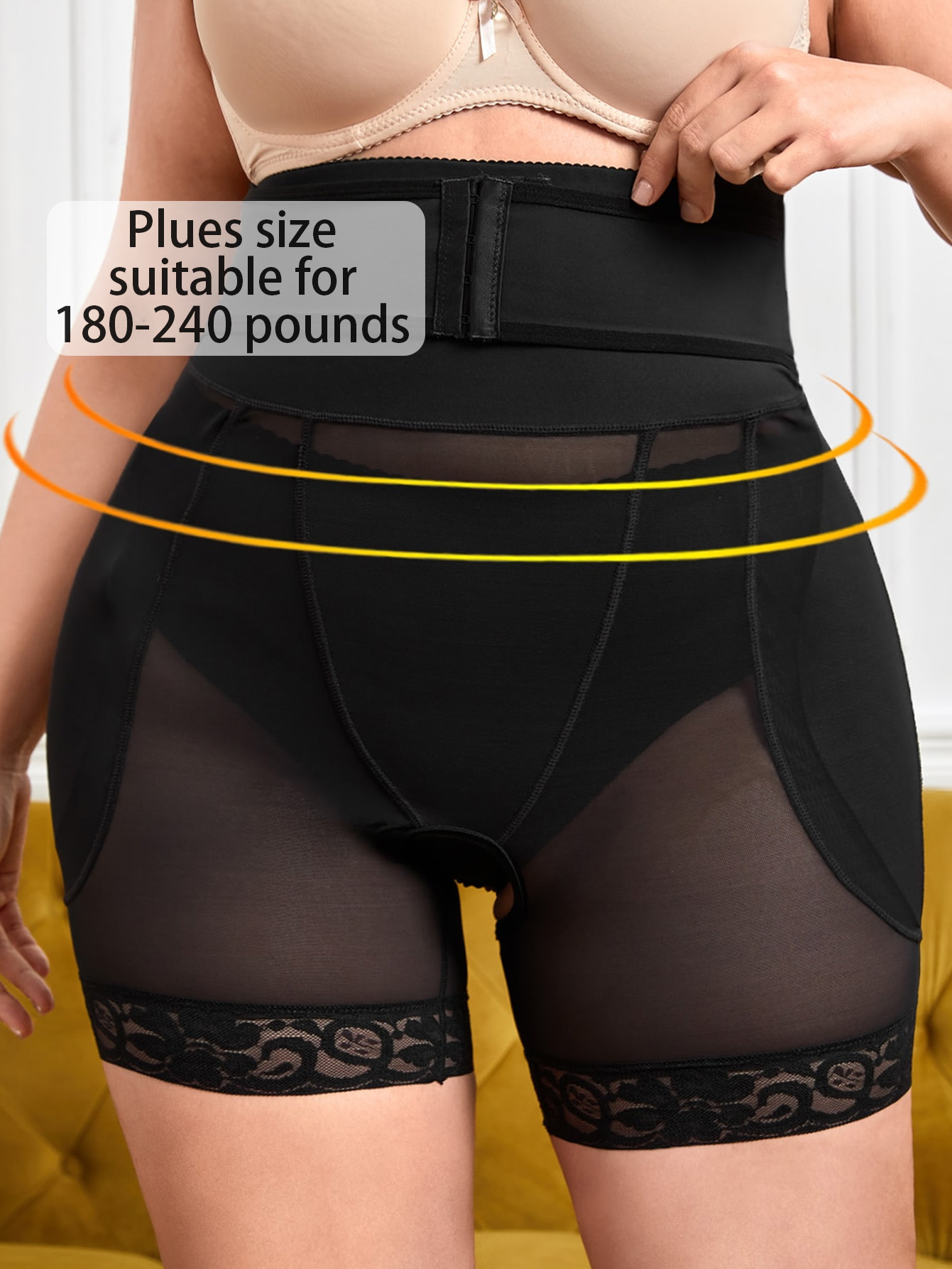 For Women High Stretch Breathable Double Waistband Hip Shaping Tight Shaper Shorts