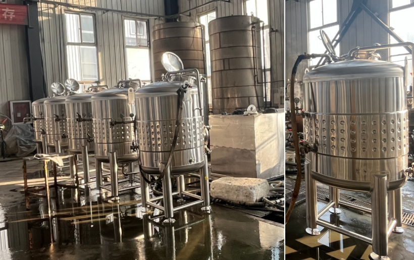 Vários tanques de aço inoxidável estão em teste de água e teste de pressão