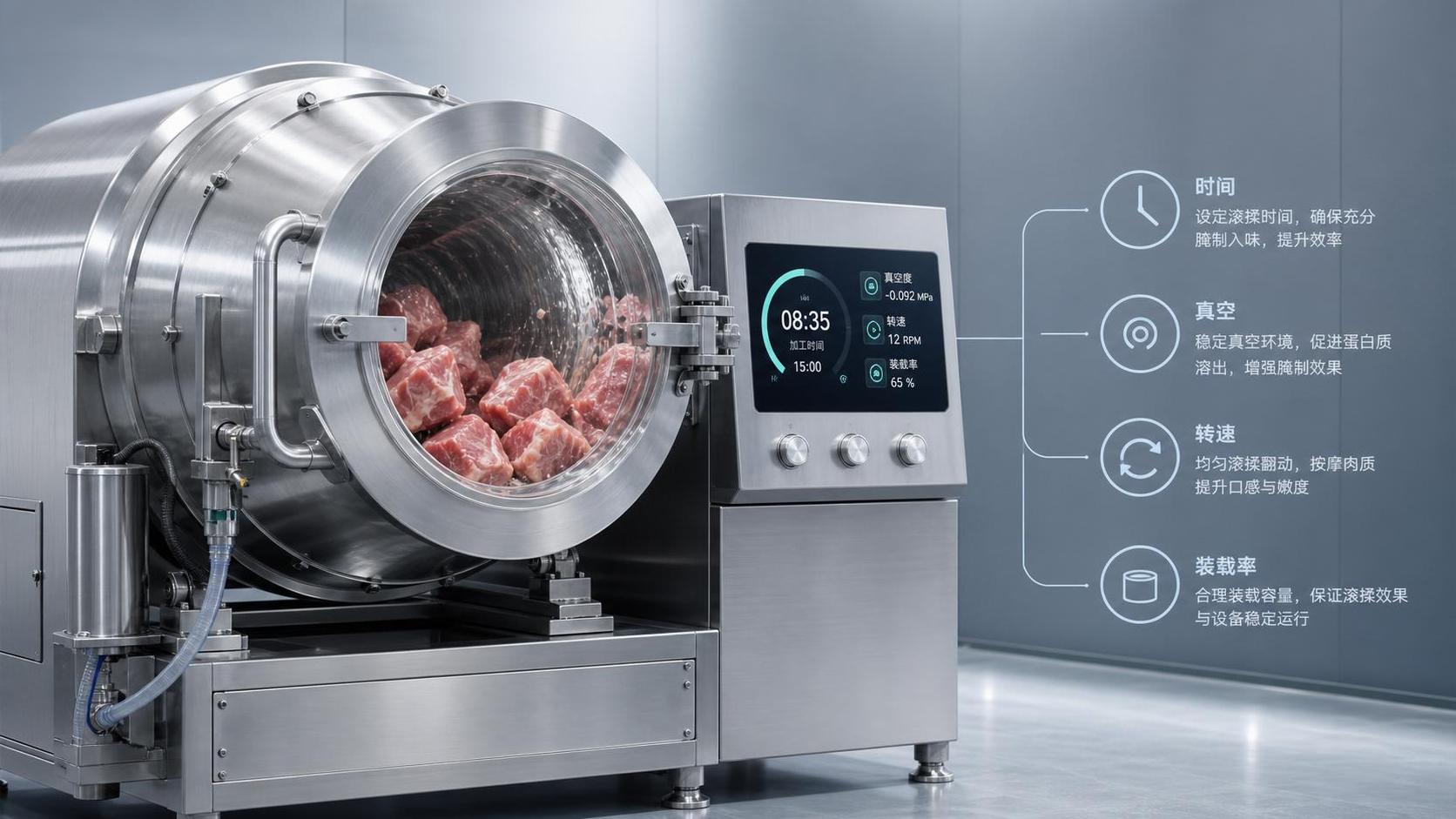 Meat Tumbler Settings Explained: Time, Vacuum, Rotation Speed, and Load Rate