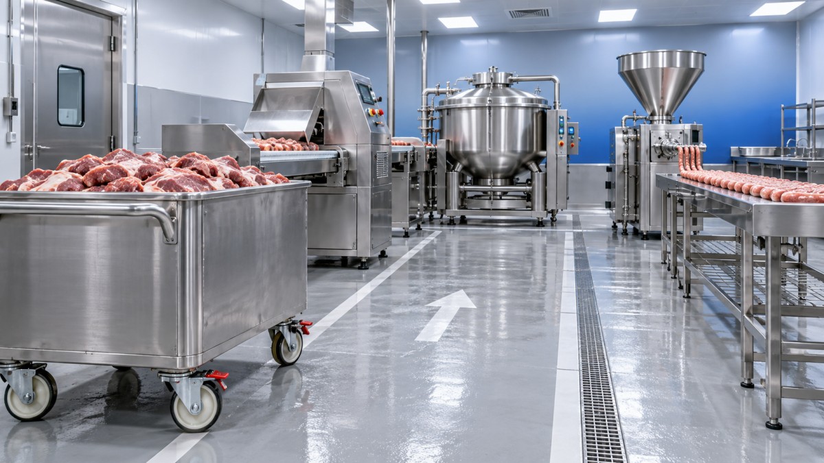 Meat Trolley Workflow Design for Cutting, Mixing, and Filling Areas Meat Trolley Workflow Design for Cutting, Mixing, and Filling Areas