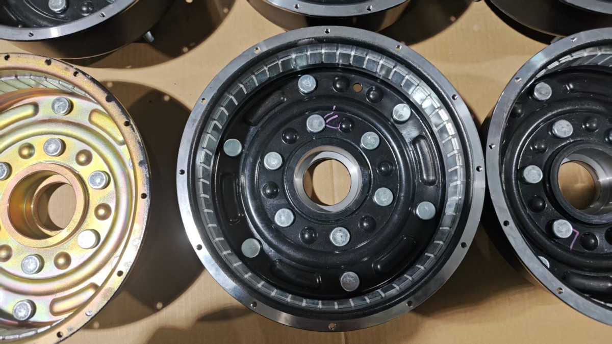 Rotor assembly of permanent magnet motor for HVLS industrial fan, high-torque motor part for large volume low speed ceiling fan