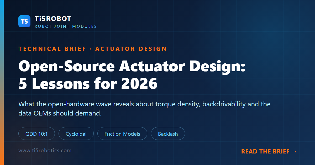 Diseño de actuadores para articulaciones robóticas en 2026: cinco lecciones de la ola del hardware de código abierto Diseño de actuadores para articulaciones robóticas en 2026: cinco lecciones de la ola del hardware de código abierto
