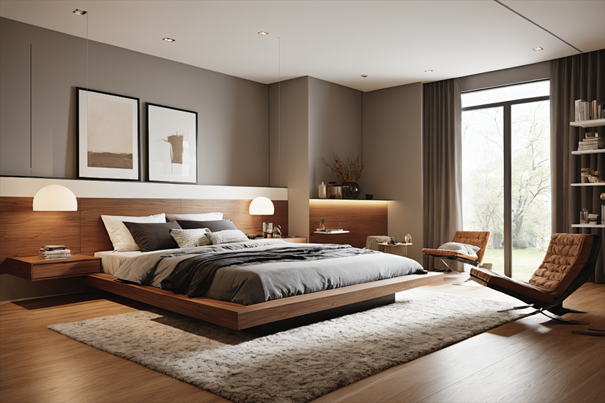 Customized suspended wooden bed