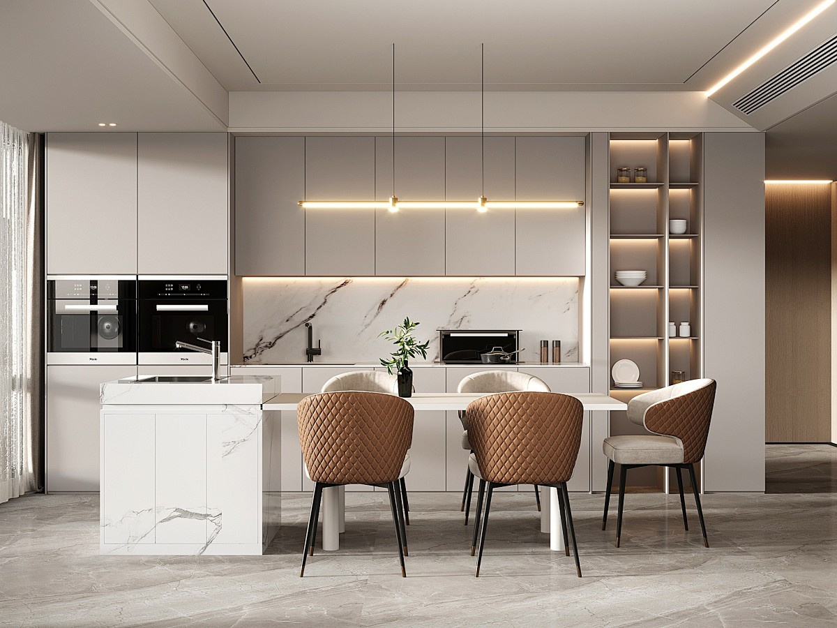 Customized European style minimalist luxury dining table