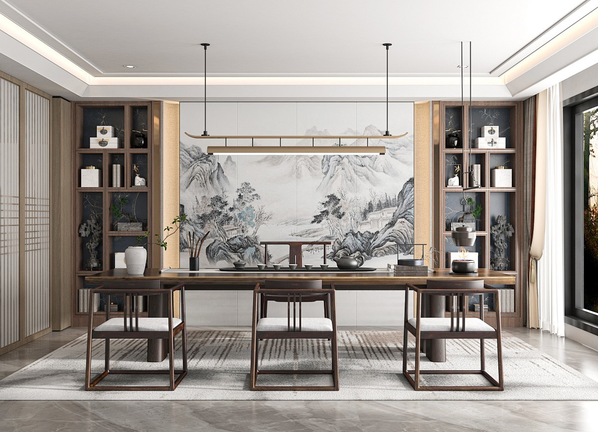 New Chinese style minimalist tea table and chair customization