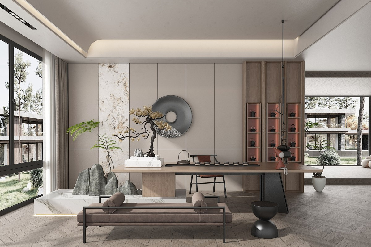 New Chinese style minimalist tea table and chair customization