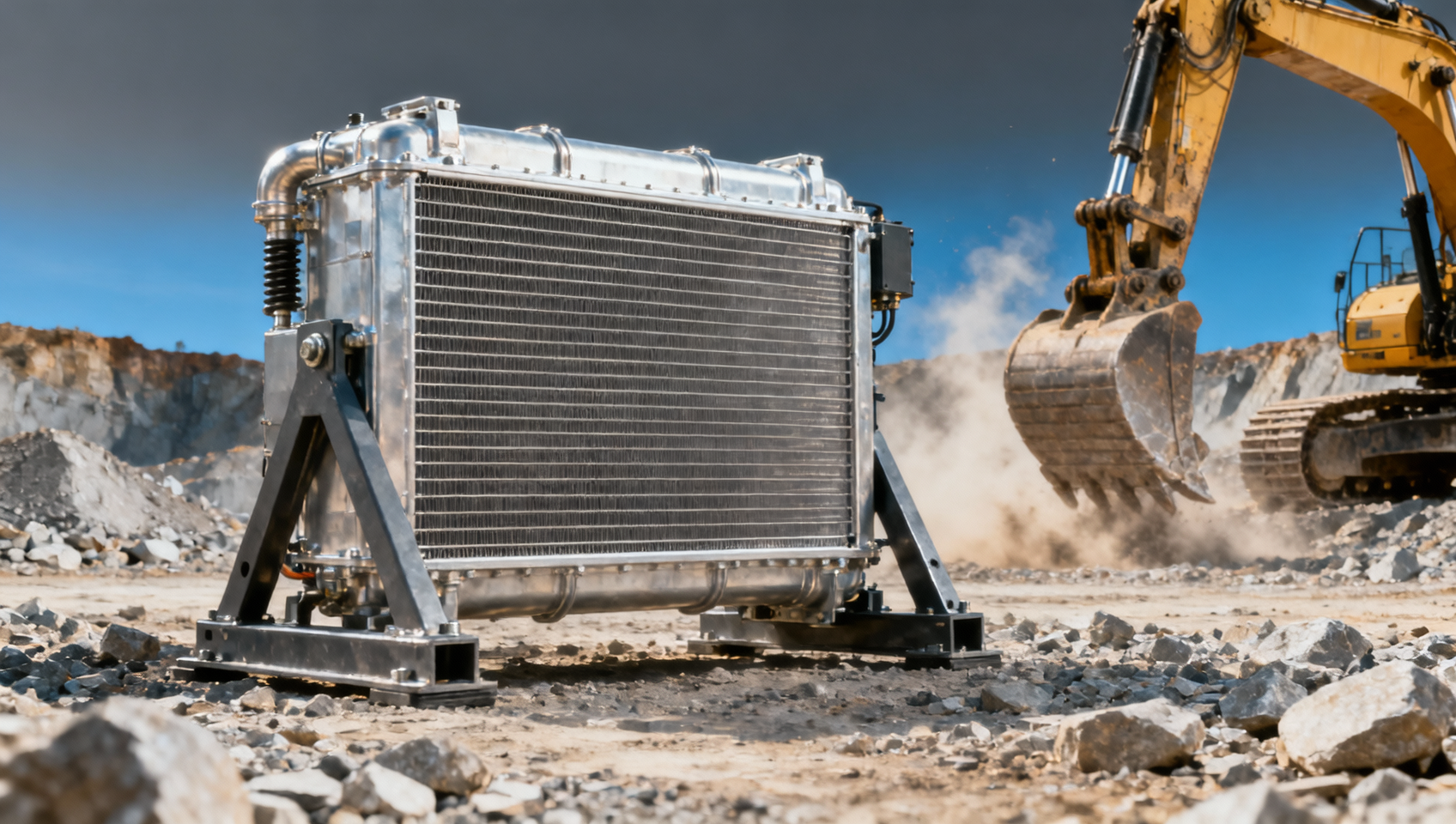 ¿Qué acorta la vida útil del radiador de excavadora en trabajos de alta vibración?