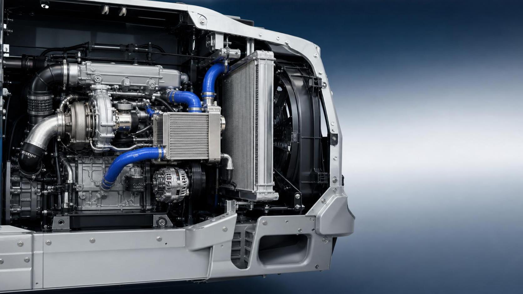 Intercooler aire-aire o agua-aire para compartimentos de motor reducidos