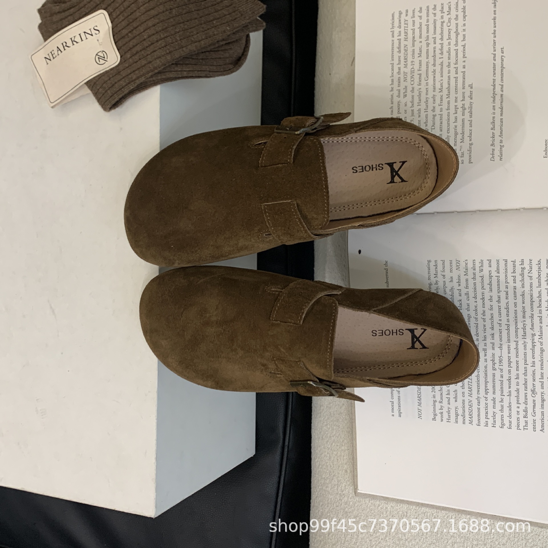 Versatile Boken genuine leather shoes for women, all inclusive single shoes, two in one, Japanese genuine leather, autumn and winter, flat bottomed with velvet, retro soft soled shoes