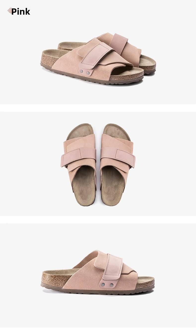 Women's flat shoes, suede clogs, sandals, luxurious genuine leather, lightweight foot pedal with buckle, cork shoes for men