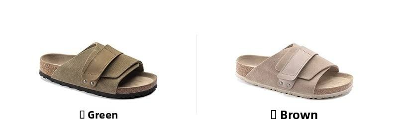 Women's flat shoes, suede clogs, sandals, luxurious genuine leather, lightweight foot pedal with buckle, cork shoes for men