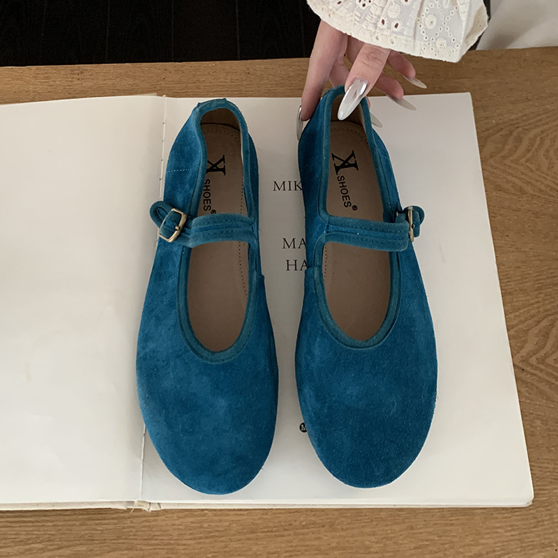 Leather Round-Toe Mary Jane Shoes, Comfortable Soft Sole, Ballet Style, French Charm, Gentle Breeze, Dopamine Sandal, Women's