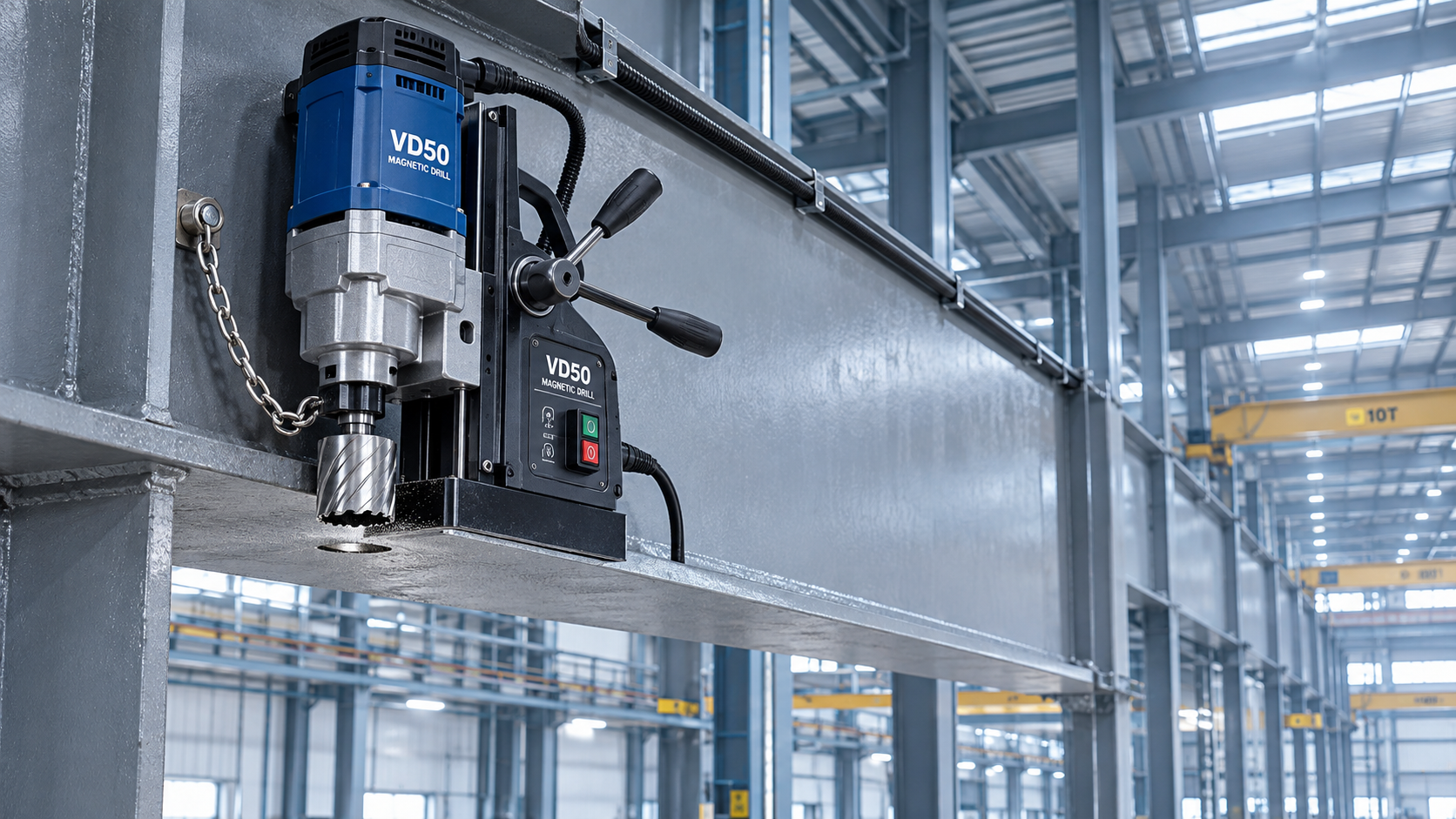 La perceuse magnétique VD50 convient-elle au perçage en hauteur sur des structures en acier ?