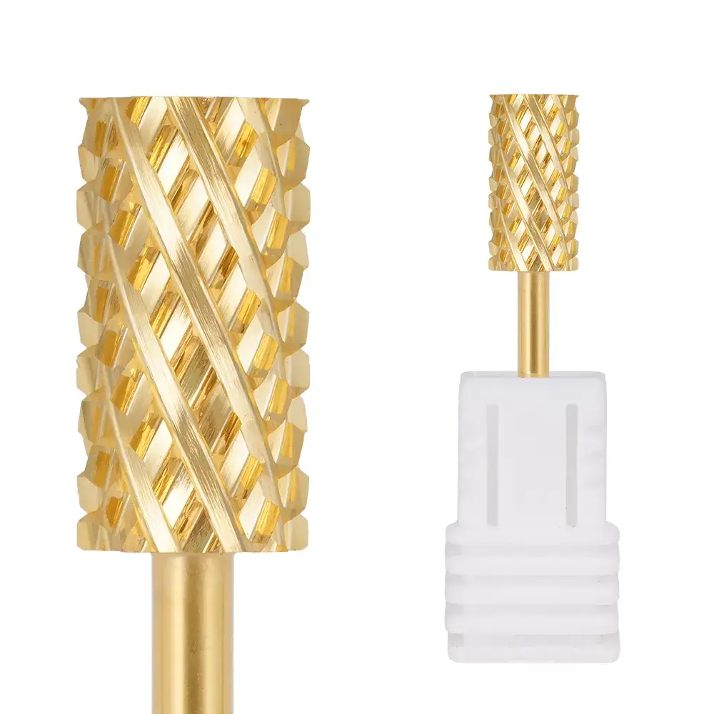 Golden Flat Tip Carbide 4XC Nail Drill Bit Gel Remover Skewed Tooth
