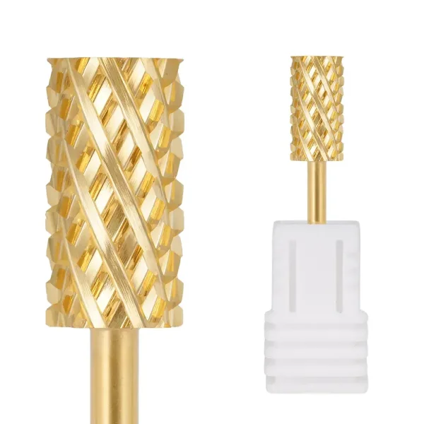 Golden Flat Tip Carbide 4XC Nail Drill Bit Gel Remover Skewed Tooth