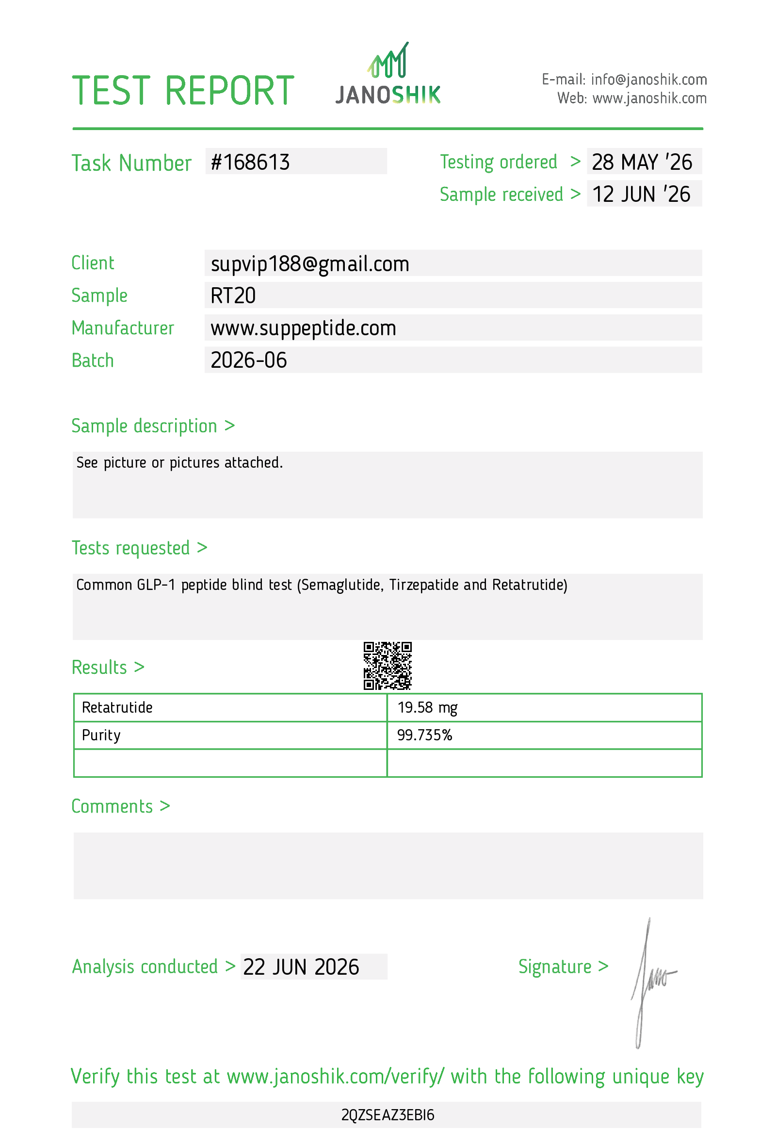 RT Peptide 20mg