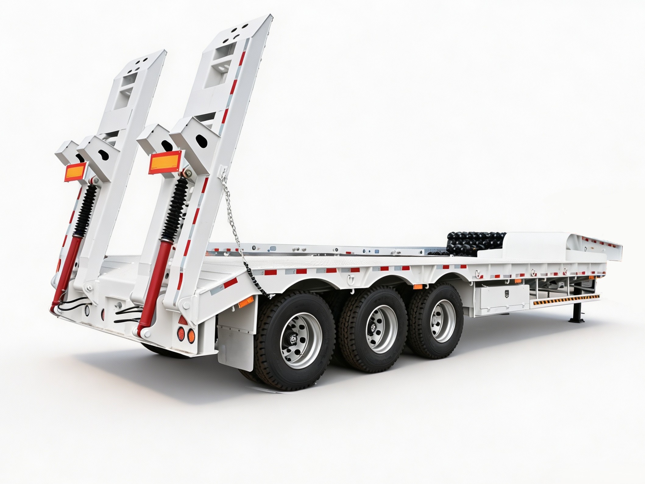 3-Axle Gooseneck Lowbed Semi‑Trailer With Hydraulic Ramps
