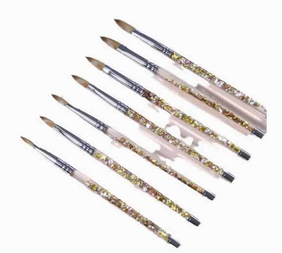 Oil Filled Golden Mink Fur Nail Brush