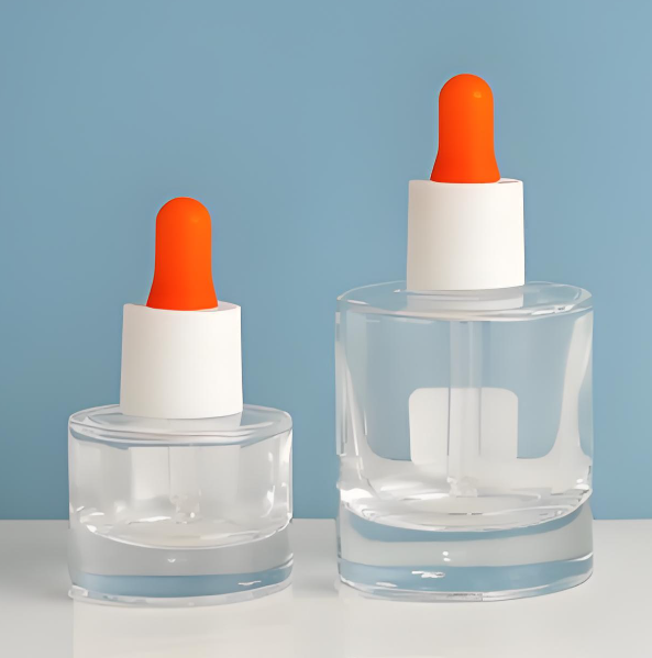 Custom 20ml 50ml Cosmetic Glass Packaging Flat Shoulder Thick Hair Oil Serum Essential Oil Glass Dropper Bottle