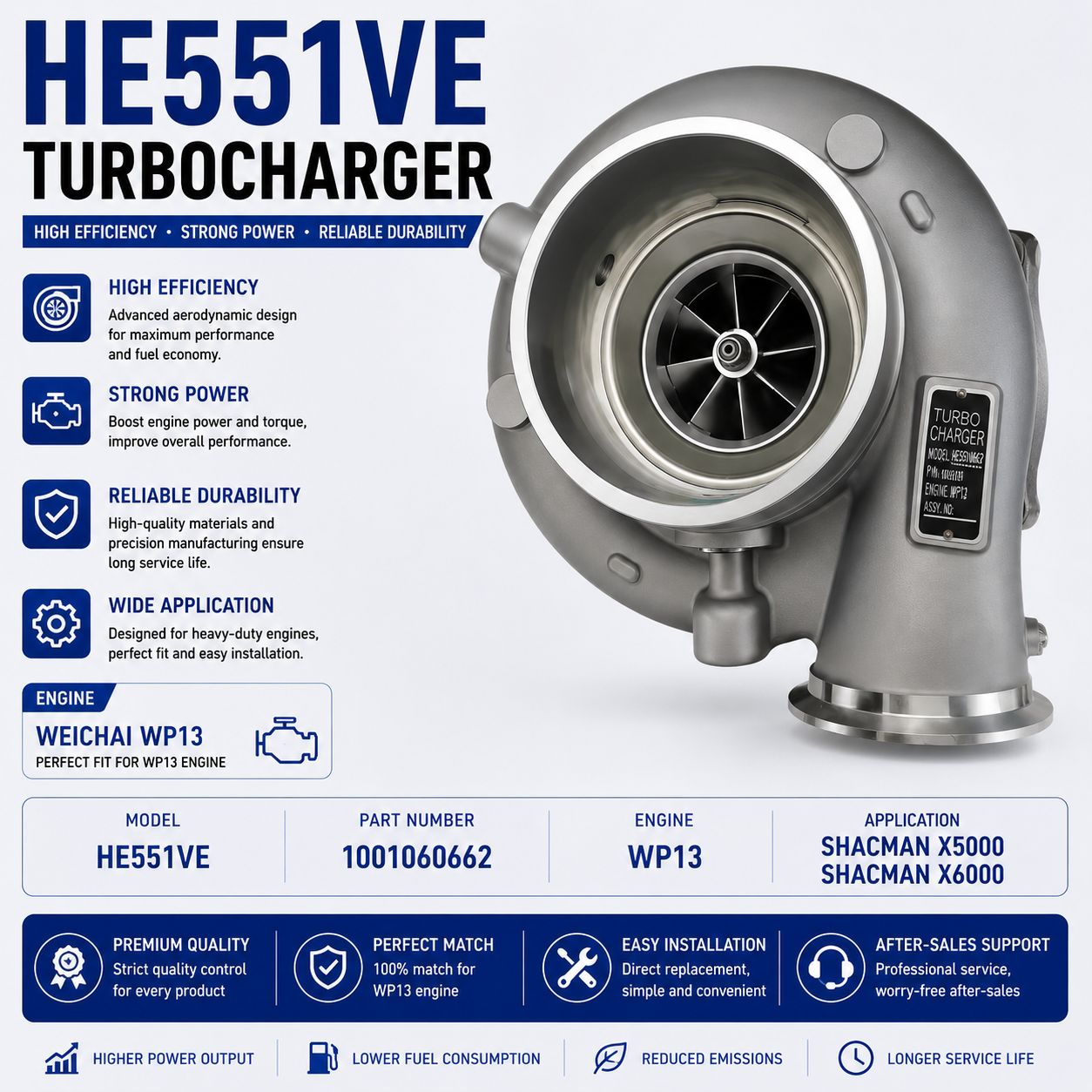 HE551VE Turbocharger Assembly for ISX15 X15 VOLVO VNL VNX