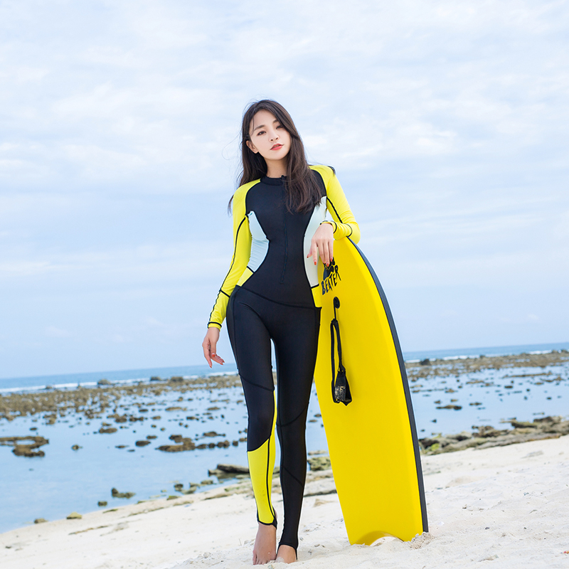 HISEA women's swimsuit conservative slimming one-piece snorkeling diving plus size long sleeved jellyfish suit professional swimming sportswear